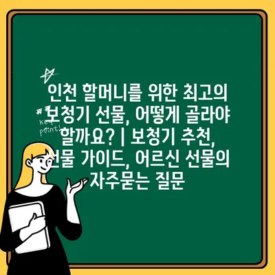 인천 할머니를 위한 최고의 보청기 선물, 어떻게 골라야 할까요? | 보청기 추천, 선물 가이드, 어르신 선물