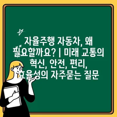 자율주행 자동차, 왜 필요할까요? | 미래 교통의 혁신, 안전, 편리, 효율성