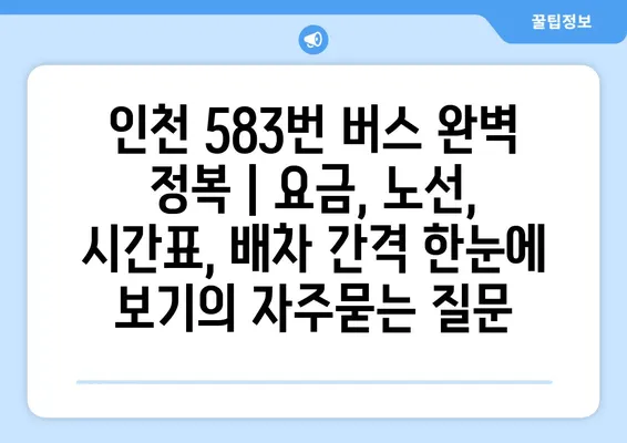 인천 583번 버스 완벽 정복 | 요금, 노선, 시간표, 배차 간격 한눈에 보기