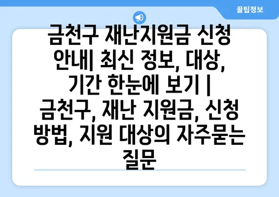 금천구 재난지원금 신청 안내| 최신 정보, 대상, 기간 한눈에 보기 | 금천구, 재난 지원금, 신청 방법, 지원 대상