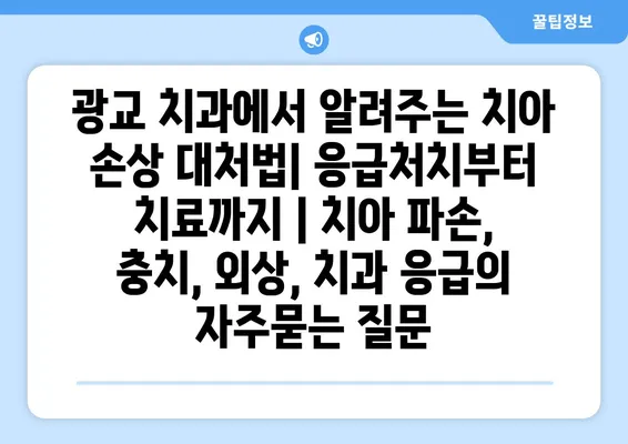 광교 치과에서 알려주는 치아 손상 대처법| 응급처치부터 치료까지 | 치아 파손, 충치, 외상, 치과 응급