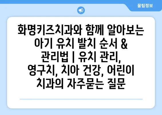 화명키즈치과와 함께 알아보는 아기 유치 발치 순서 & 관리법 | 유치 관리, 영구치, 치아 건강, 어린이 치과