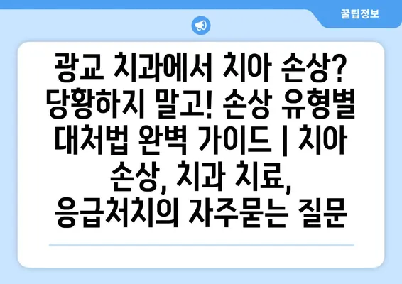 광교 치과에서 치아 손상? 당황하지 말고! 손상 유형별 대처법 완벽 가이드 | 치아 손상, 치과 치료, 응급처치