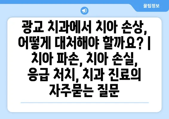 광교 치과에서 치아 손상, 어떻게 대처해야 할까요? | 치아 파손, 치아 손실, 응급 처치, 치과 진료