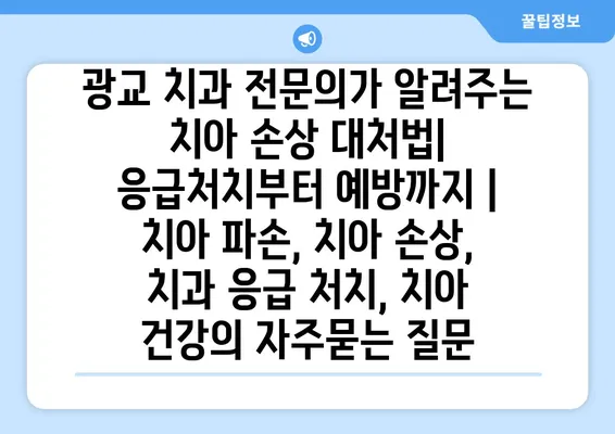 광교 치과 전문의가 알려주는 치아 손상 대처법| 응급처치부터 예방까지 | 치아 파손, 치아 손상, 치과 응급 처치, 치아 건강