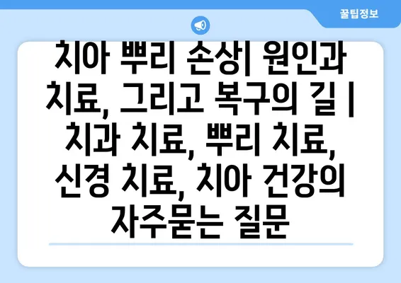 치아 뿌리 손상| 원인과 치료, 그리고 복구의 길 | 치과 치료, 뿌리 치료, 신경 치료, 치아 건강