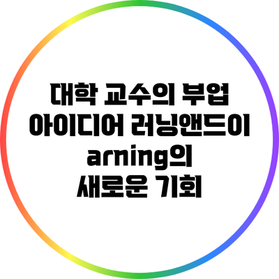 대학 교수의 부업 아이디어: 러닝앤드이arning의 새로운 기회