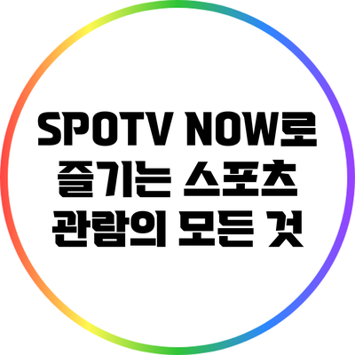 SPOTV NOW로 즐기는 스포츠 관람의 모든 것