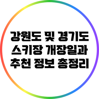 강원도 및 경기도 스키장 개장일과 추천 정보 총정리