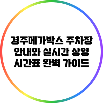 경주메가박스 주차장 안내와 실시간 상영 시간표 완벽 가이드