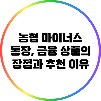 농협 마이너스 통장, 금융 상품의 장점과 추천 이유