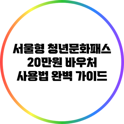 서울형 청년문화패스 20만원 바우처 사용법 완벽 가이드