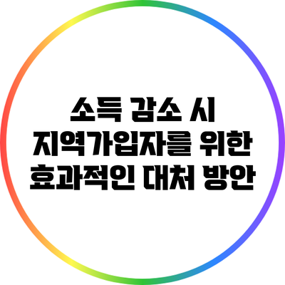 소득 감소 시 지역가입자를 위한 효과적인 대처 방안