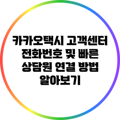 카카오택시 고객센터 전화번호 및 빠른 상담원 연결 방법 알아보기