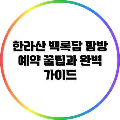한라산 백록담 탐방 예약 꿀팁과 완벽 가이드