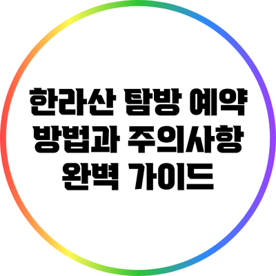 한라산 탐방 예약 방법과 주의사항 완벽 가이드