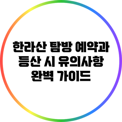 한라산 탐방 예약과 등산 시 유의사항 완벽 가이드