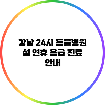 강남 24시 동물병원 설 연휴 응급 진료 안내