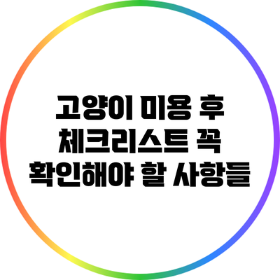 고양이 미용 후 체크리스트: 꼭 확인해야 할 사항들