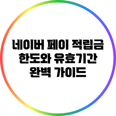 네이버 페이 적립금 한도와 유효기간 완벽 가이드