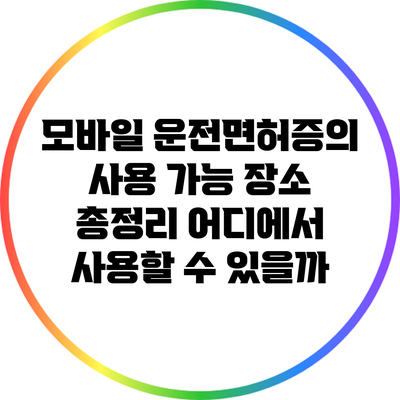 모바일 운전면허증의 사용 가능 장소 총정리: 어디에서 사용할 수 있을까?