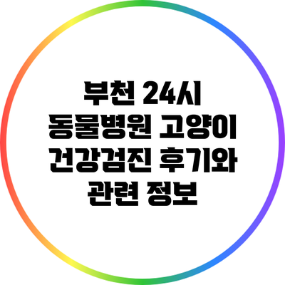 부천 24시 동물병원 고양이 건강검진 후기와 관련 정보