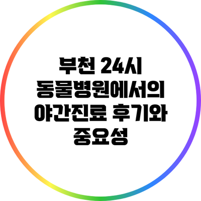 부천 24시 동물병원에서의 야간진료 후기와 중요성