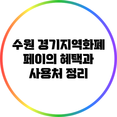 수원 경기지역화폐 페이의 혜택과 사용처 정리