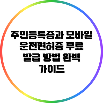 주민등록증과 모바일 운전면허증 무료 발급 방법 완벽 가이드