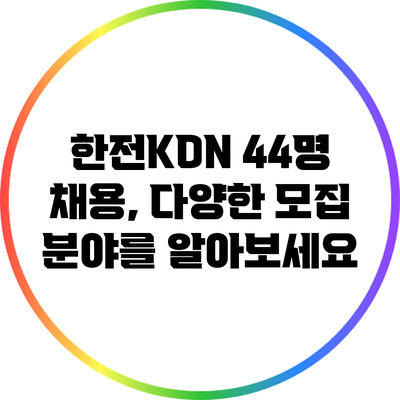한전KDN 44명 채용, 다양한 모집 분야를 알아보세요