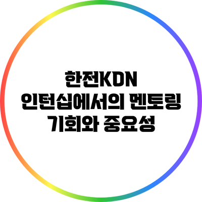 한전KDN 인턴십에서의 멘토링 기회와 중요성
