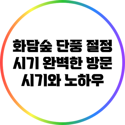 화담숲 단풍 절정 시기: 완벽한 방문 시기와 노하우