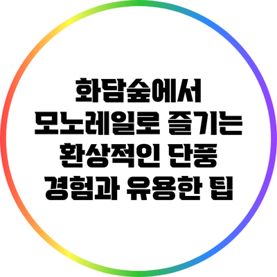 화담숲에서 모노레일로 즐기는 환상적인 단풍 경험과 유용한 팁
