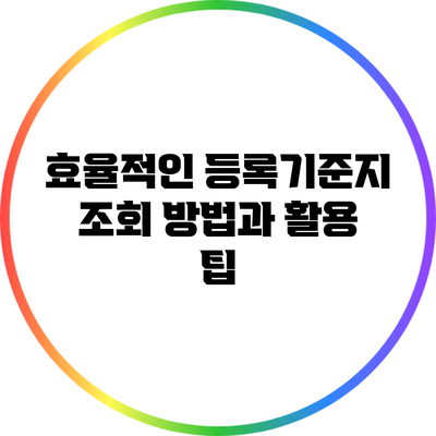 효율적인 등록기준지 조회 방법과 활용 팁