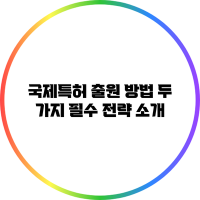 국제특허 출원 방법: 두 가지 필수 전략 소개