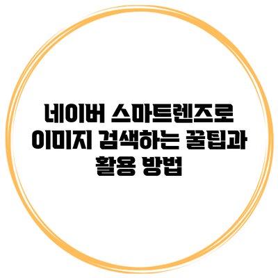 네이버 스마트렌즈로 이미지 검색하는 꿀팁과 활용 방법