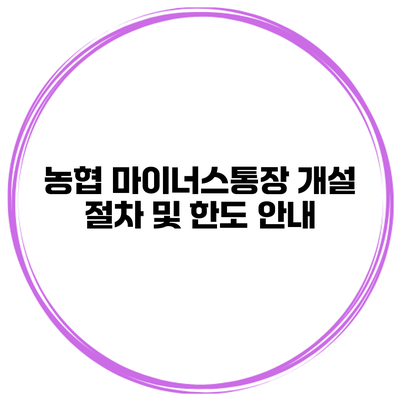 농협 마이너스통장 개설 절차 및 한도 안내