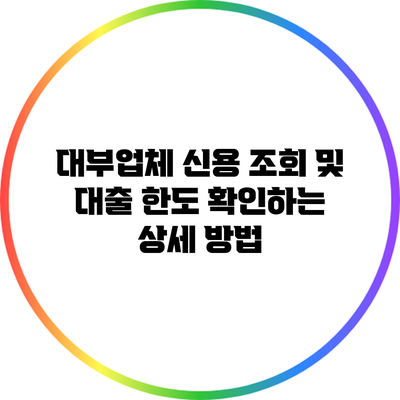 대부업체 신용 조회 및 대출 한도 확인하는 상세 방법