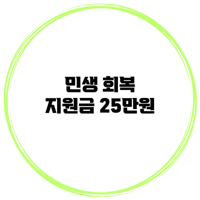 민생 회복 지원금 25만원