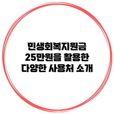 민생회복지원금 25만원을 활용한 다양한 사용처 소개