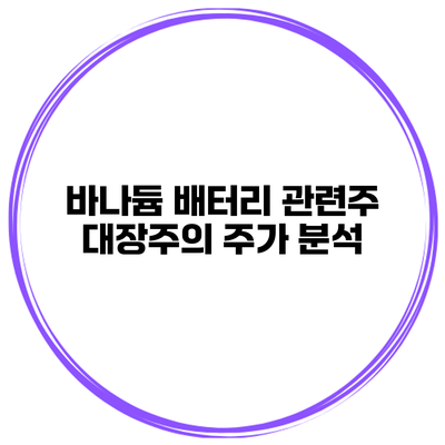 바나듐 배터리 관련주 대장주의 주가 분석