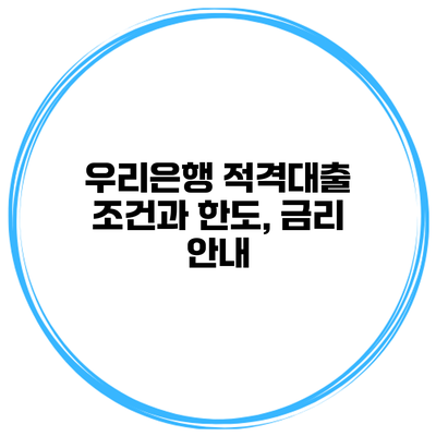 우리은행 적격대출 조건과 한도, 금리 안내