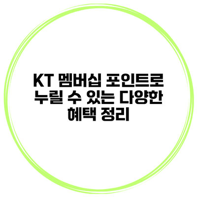 KT 멤버십 포인트로 누릴 수 있는 다양한 혜택 정리