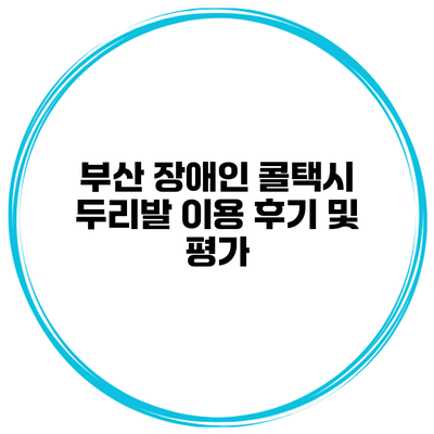 부산 장애인 콜택시 두리발 이용 후기 및 평가